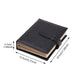Black PU leather necklace jewelry storage box organizer with flap closure, folded open
