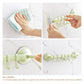 Beige suction hook set being pressed onto smooth tile wall