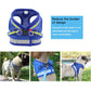 Blue reflective mesh dog safety vest harness with chest straps and leash clip
