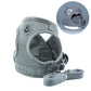 Grey reflective mesh dog safety vest harness with adjustable lead and metal clips