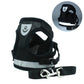 Adjustable black reflective mesh pet vest with leash and clasp hardware