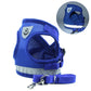 Adjustable blue reflective mesh pet vest harness with reflective trim and leash clip