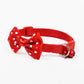 Adjustable pet bell collar with red polka-dot bow and red collar with red bell
