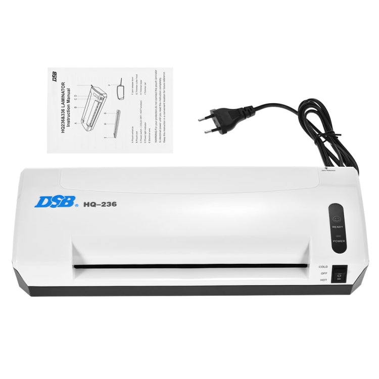 Laminating machine with power cord and front control switches, HQ236