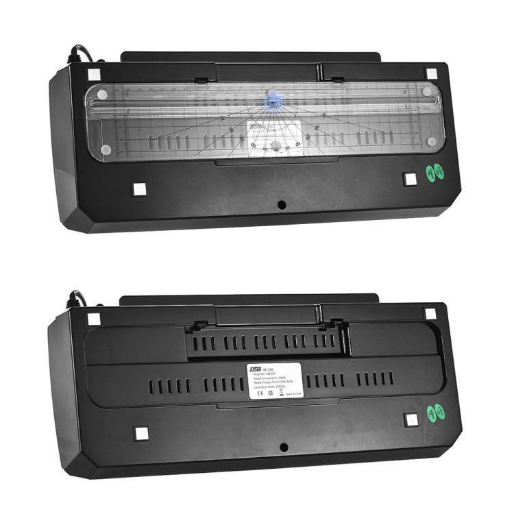 Laminator with open front roller compartment and paper guides, HQ236