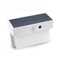 White solar landscape wall light with top solar panel and round motion sensor