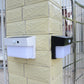 Solar wall lights shown in white and black, each with solar panel and sensor