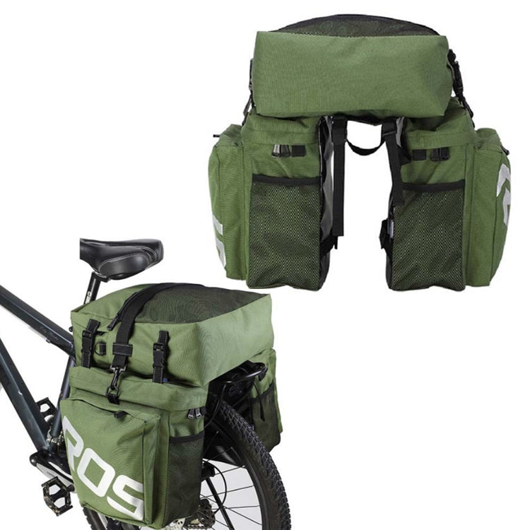 ROSWHEEL bicycle back pack in green with black straps and zippered pockets