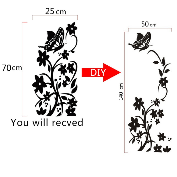 Floral bird refrigerator sticker layout diagram with black decal for DIY application.