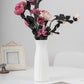 Front view milk white ribbed plastic vase, tall desktop flower holder, 7.8x20.5cm