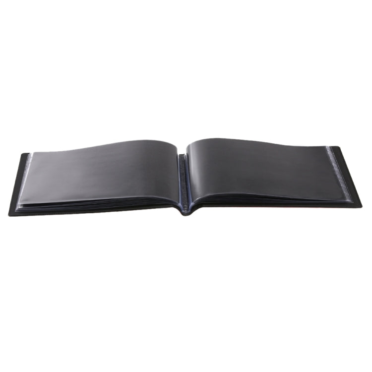 Small square banknote collection book, open black album with two inner pages