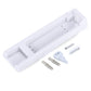 White wall mounting bracket components with screws for manual soap dispenser