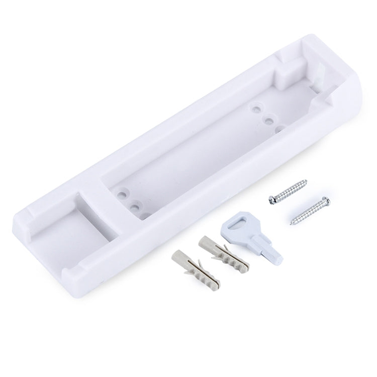 White wall mounting bracket components with screws for manual soap dispenser