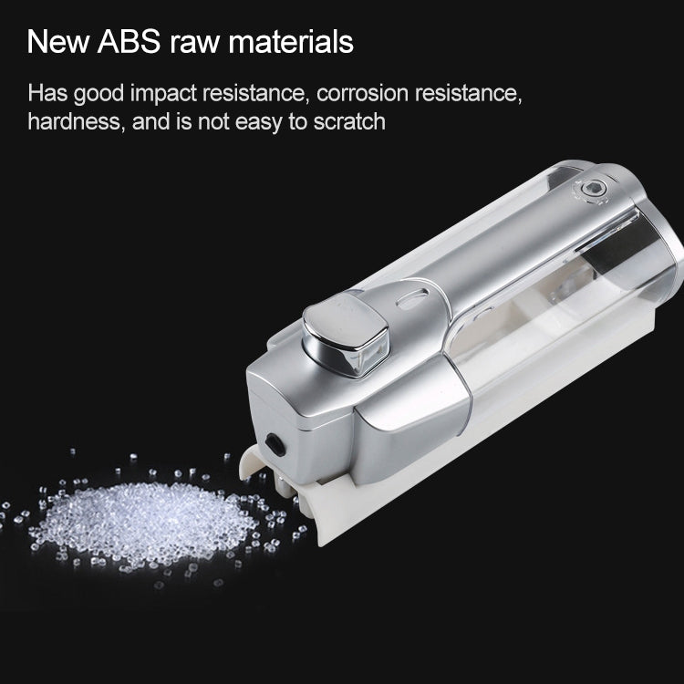 Matte silver manual soap dispenser with clear tube and top refill opening