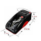 Electric cigarette rolling machine with transparent lid, red control, and red side panel