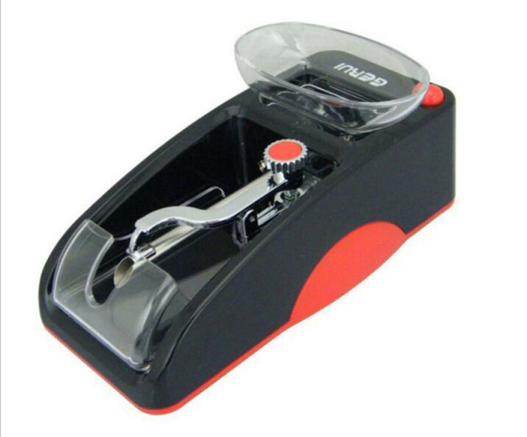 Electric cigarette rolling machine with transparent lid and red control button