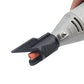 Black grinding chamfering accessory with orange abrasive insert on tool holder