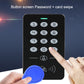Card access keypad controller with numeric buttons and fingertip pressing a key