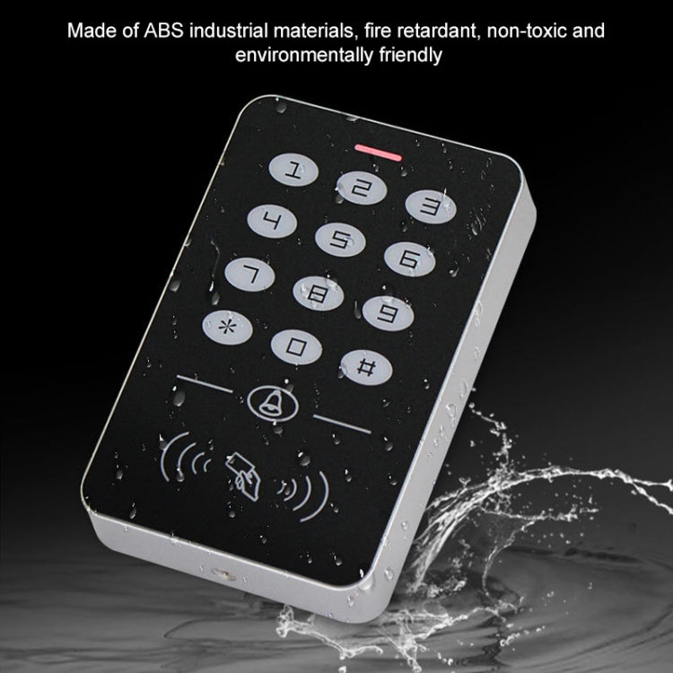 Card access keypad controller in ABS housing with keypad and card-swipe symbol