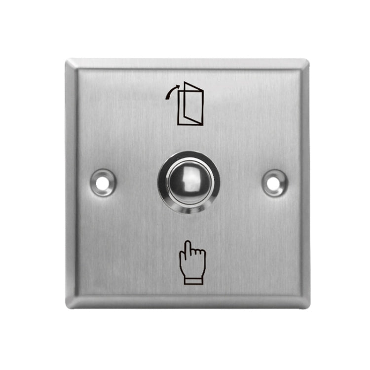 Stainless steel exit button with large round push button and hand door icon