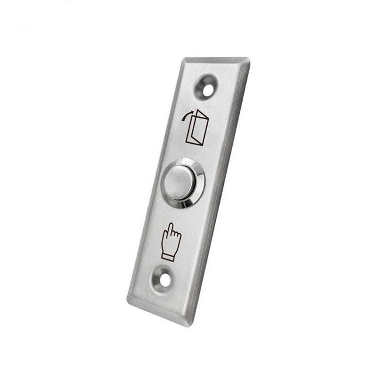 Stainless steel access control push button switch with engraved hand icons and round actuator