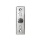 Stainless steel access button switch plate with round push button and upward arrow icon