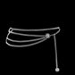 Silver high-waist chain belt with layered fringes and dangling charm