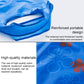 Blue reusable folding grocery shopping bag with reinforced handle and flower appliques