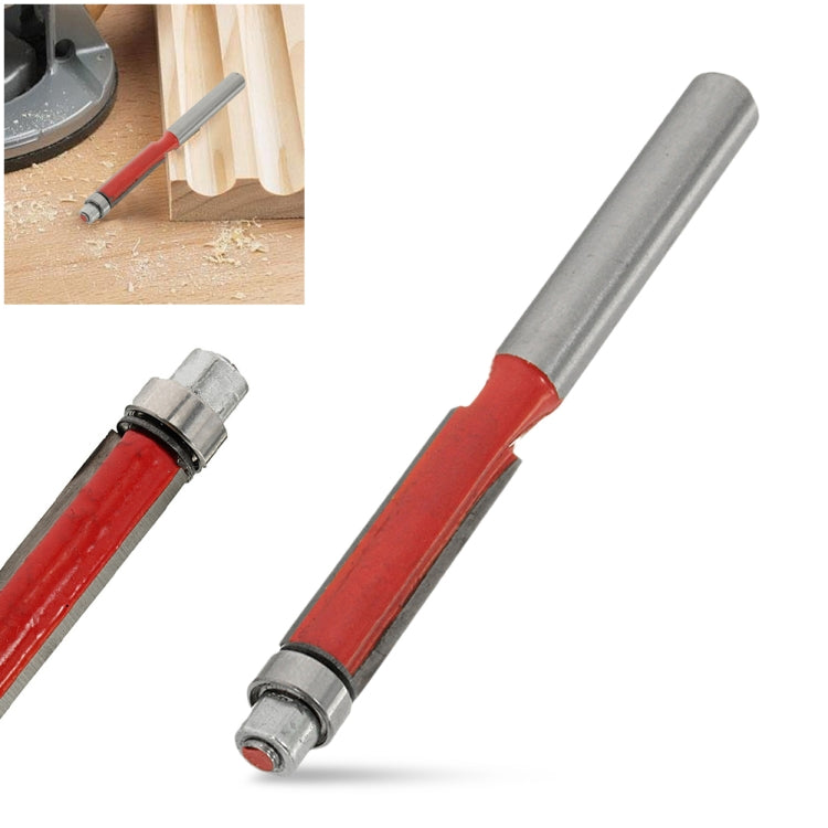 Flush trim router bit, red core with gray 1/4-inch shank and cutting tip