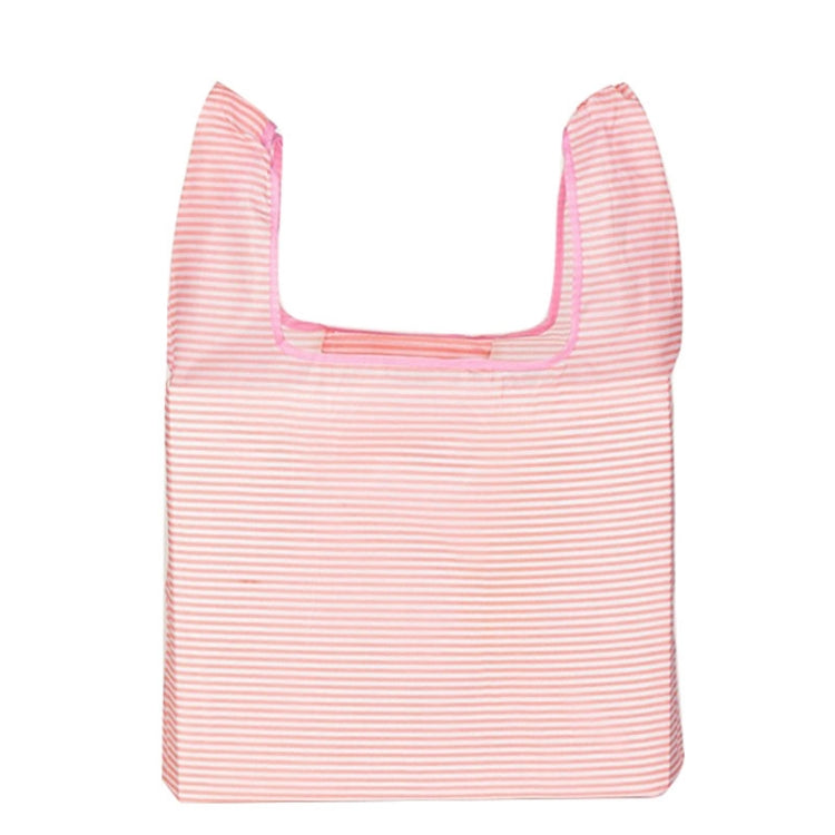 Foldable large-capacity shopping bag, pink and white striped