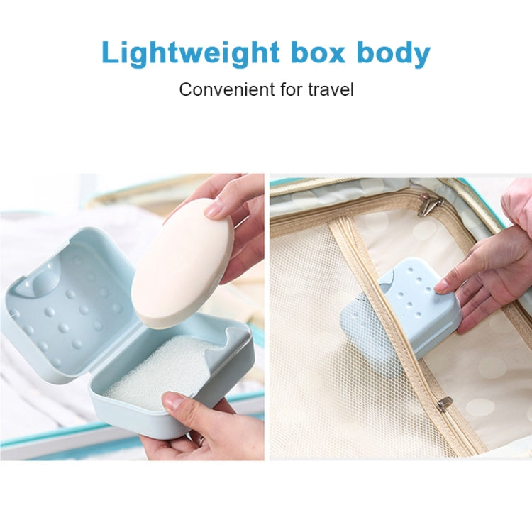 Portable travel soap boxes set: light blue and cream, open with drainage holes