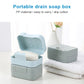 Portable drain soap box set in light blue/gray, hinged lids with drainage holes