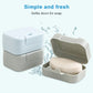 Stacked portable soap boxes, white and cream tones with drainage hole pattern