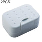 Portable travel soap box, light blue with vent holes and snap-lock lid