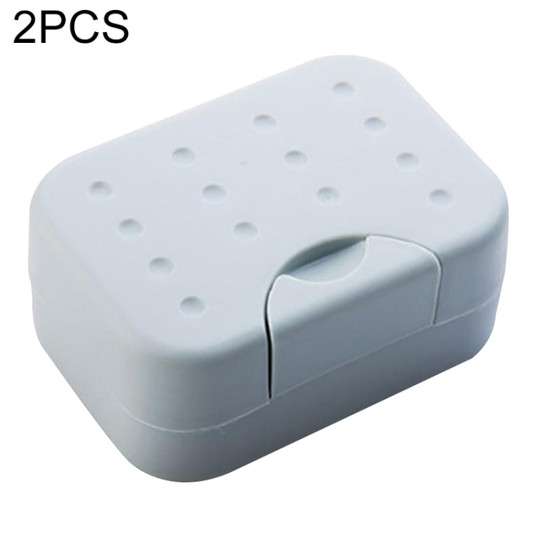 Portable travel soap box, light blue with vent holes and snap-lock lid