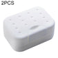 Portable travel soap box, white with drainage holes and snap-lock hinged lid