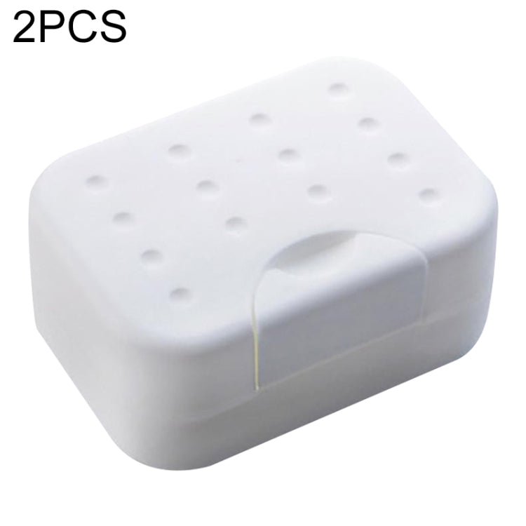Portable travel soap box, white with drainage holes and snap-lock hinged lid