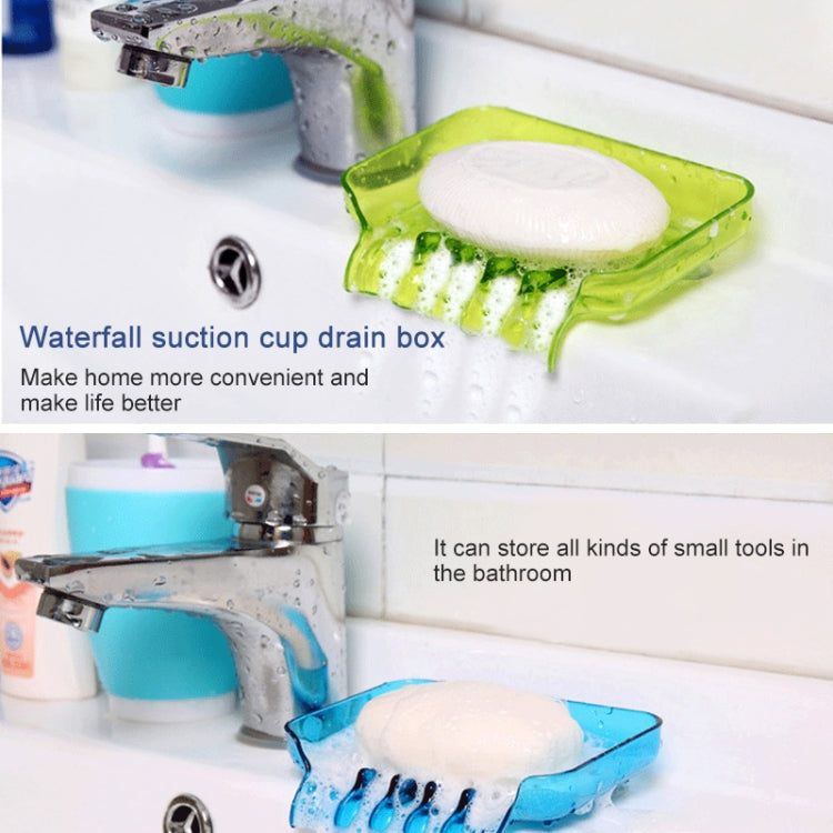 Green suction cup drainage soap box with white soap bar on a tray