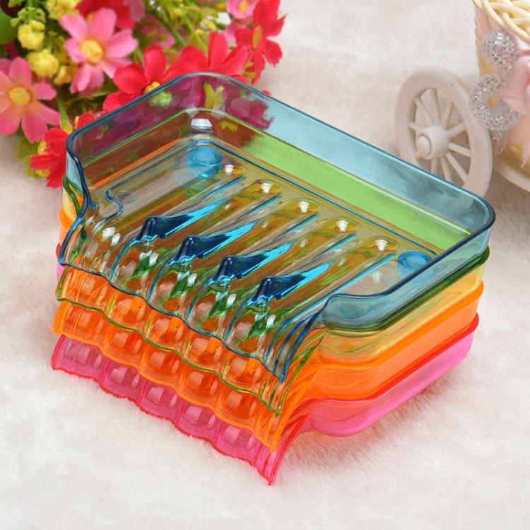 Multicolor suction cup drainage soap boxes stacked, with ridged soap holders
