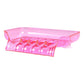 Pink suction cup drainage soap box with ridged soap holder