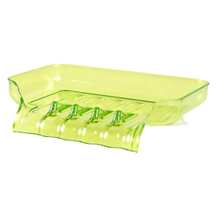 Light green suction cup drainage soap box with ridged soap holder
