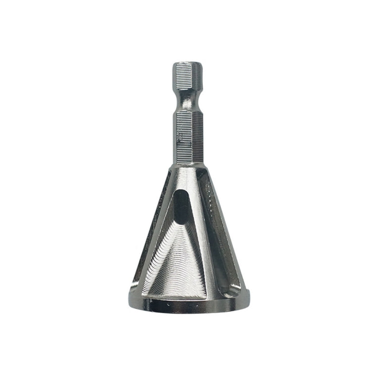 Conical stainless steel deburring chamfer tool with threaded knurled handle