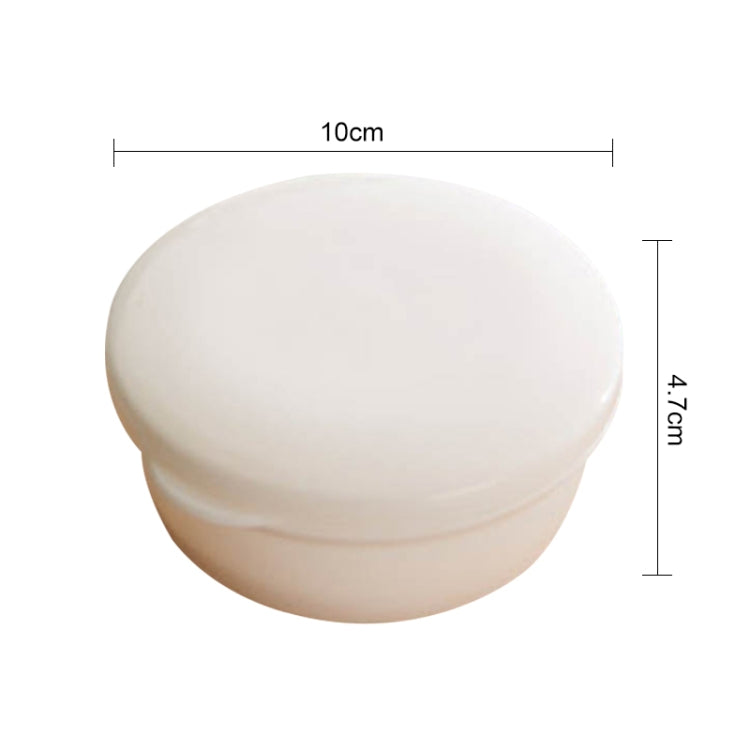 White round covered soap box lid and base, compact travel size