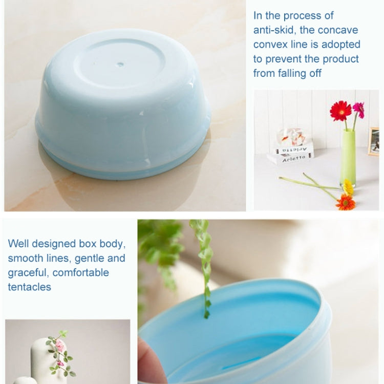 Blue round covered soap box with domed lid and smooth outer shell