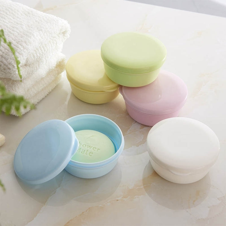 Set of pastel covered soap boxes with round lids and bases