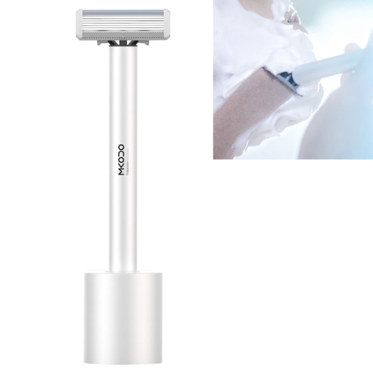 MKODO multi-shock vibrating hand razor with cartridge head and silver handle