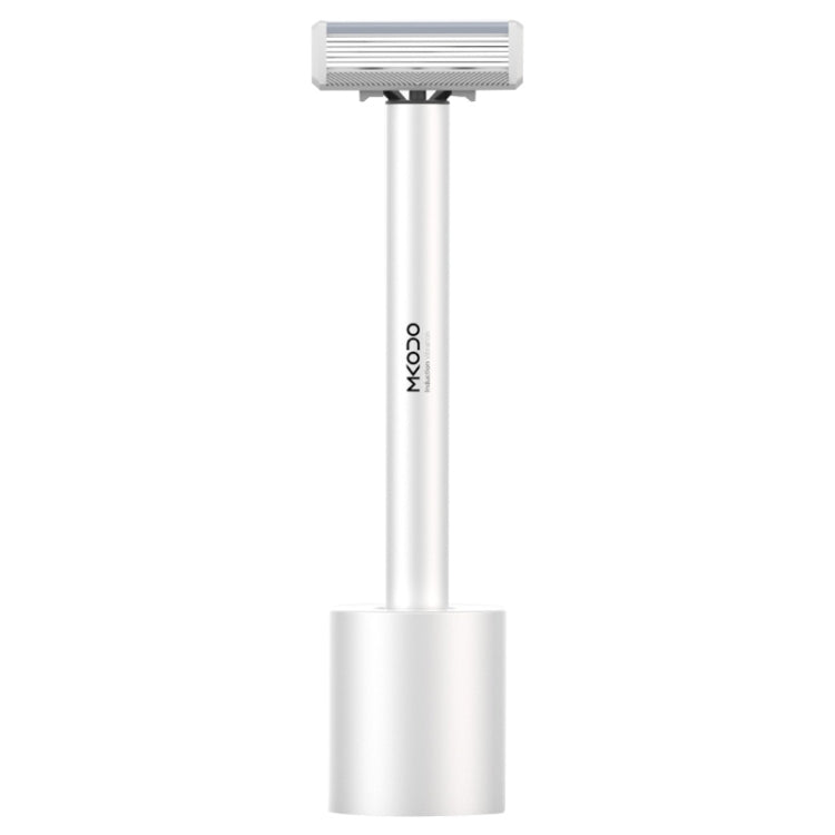 MKODO multi-shock hand razor with flip cartridge head and silver cylindrical handle