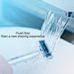 Manual multi-shock razor with water running over the blade