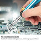 Cordless gas soldering iron with blue handle and extended metal tip, held in hand