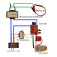 Spot welding controller circuit diagram with controller board, transformers, welding pen, and foot switch.